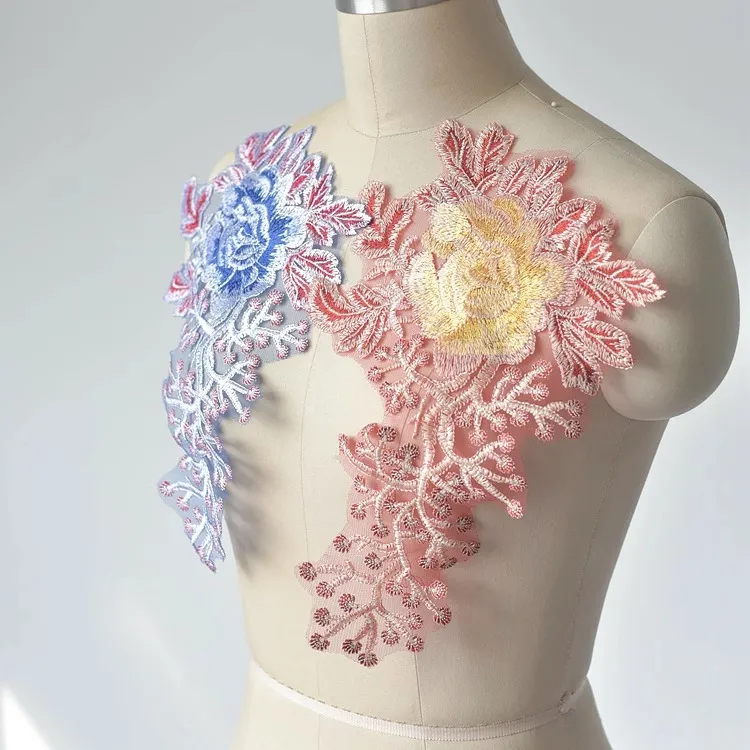 colorful floral embroidery lace patches