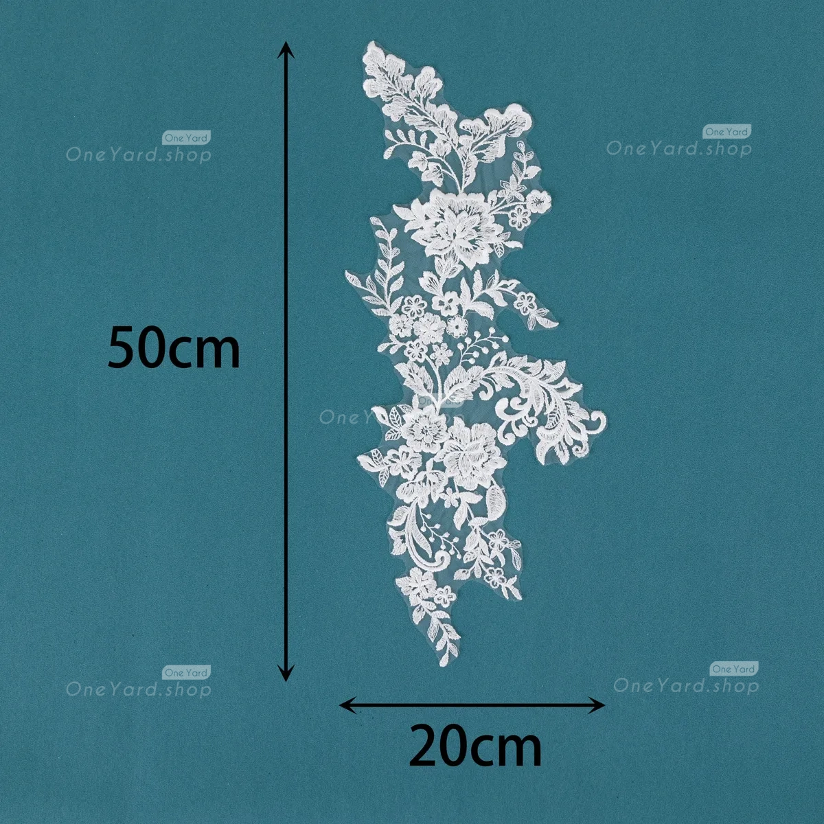 20x50cm cascading floral lace applique