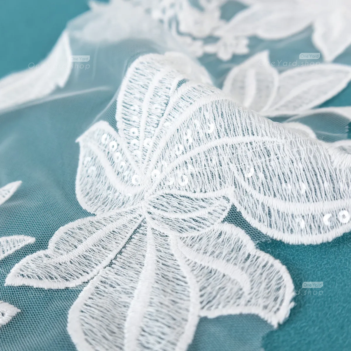 sequinned cotton lace
