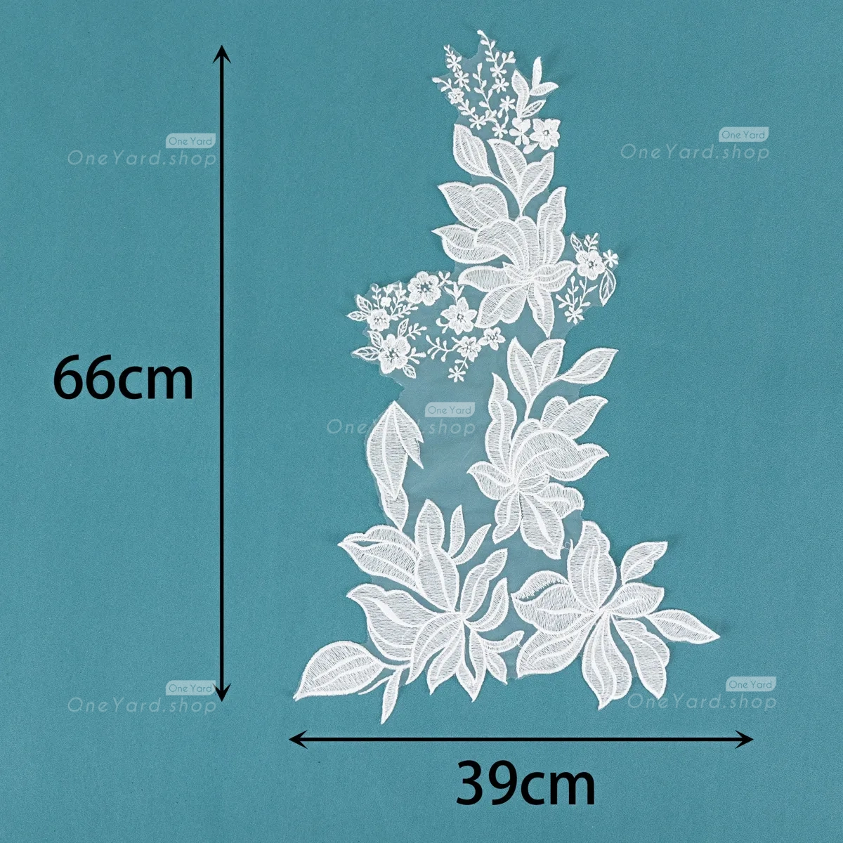 sequinned large size soft white cotton lace applique
