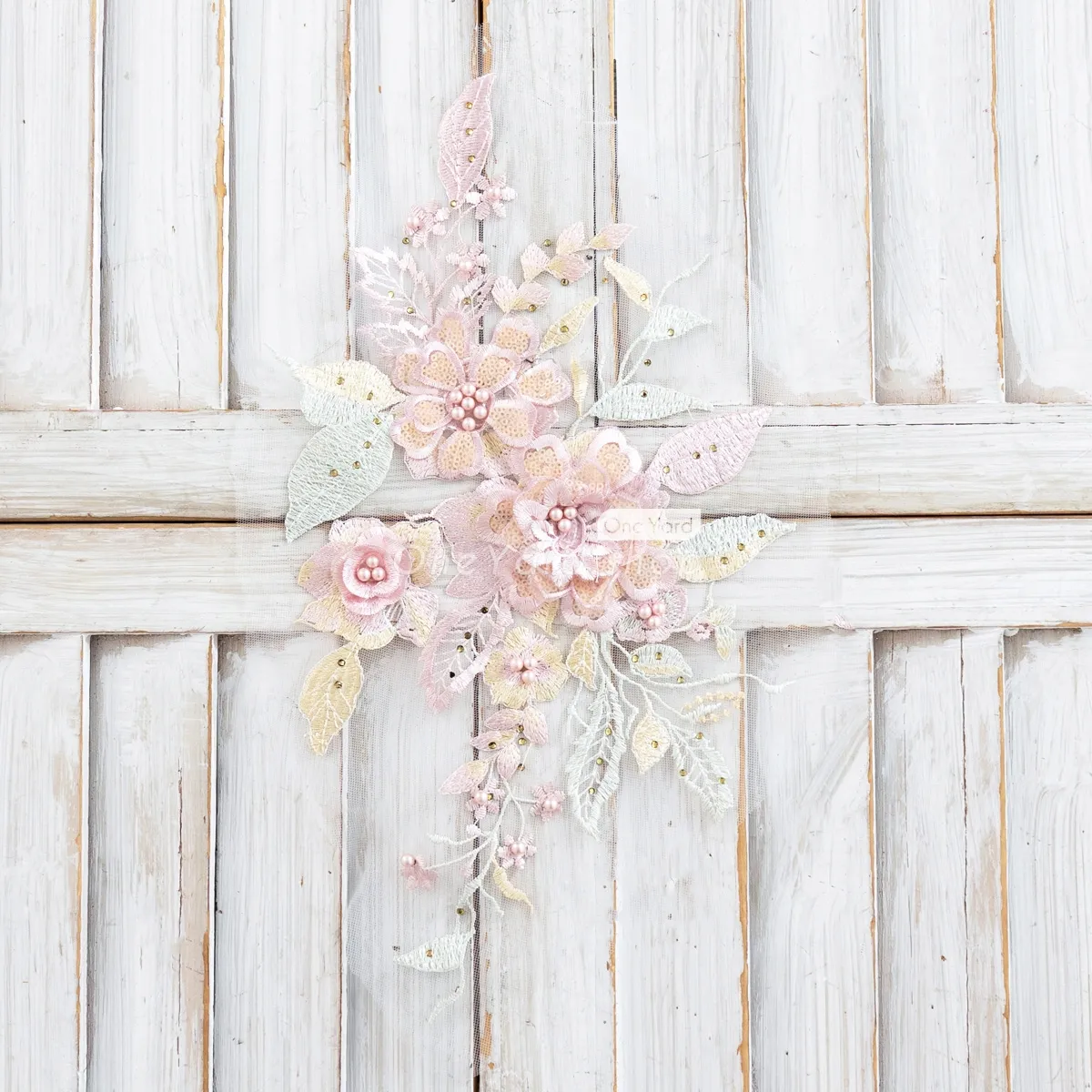 pink 3D flower lace applique for home decor items
