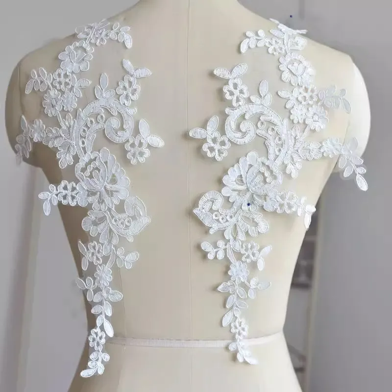 floral lace applique corded embroidery bridal patches