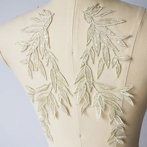 gold leaves sequinned dress patches