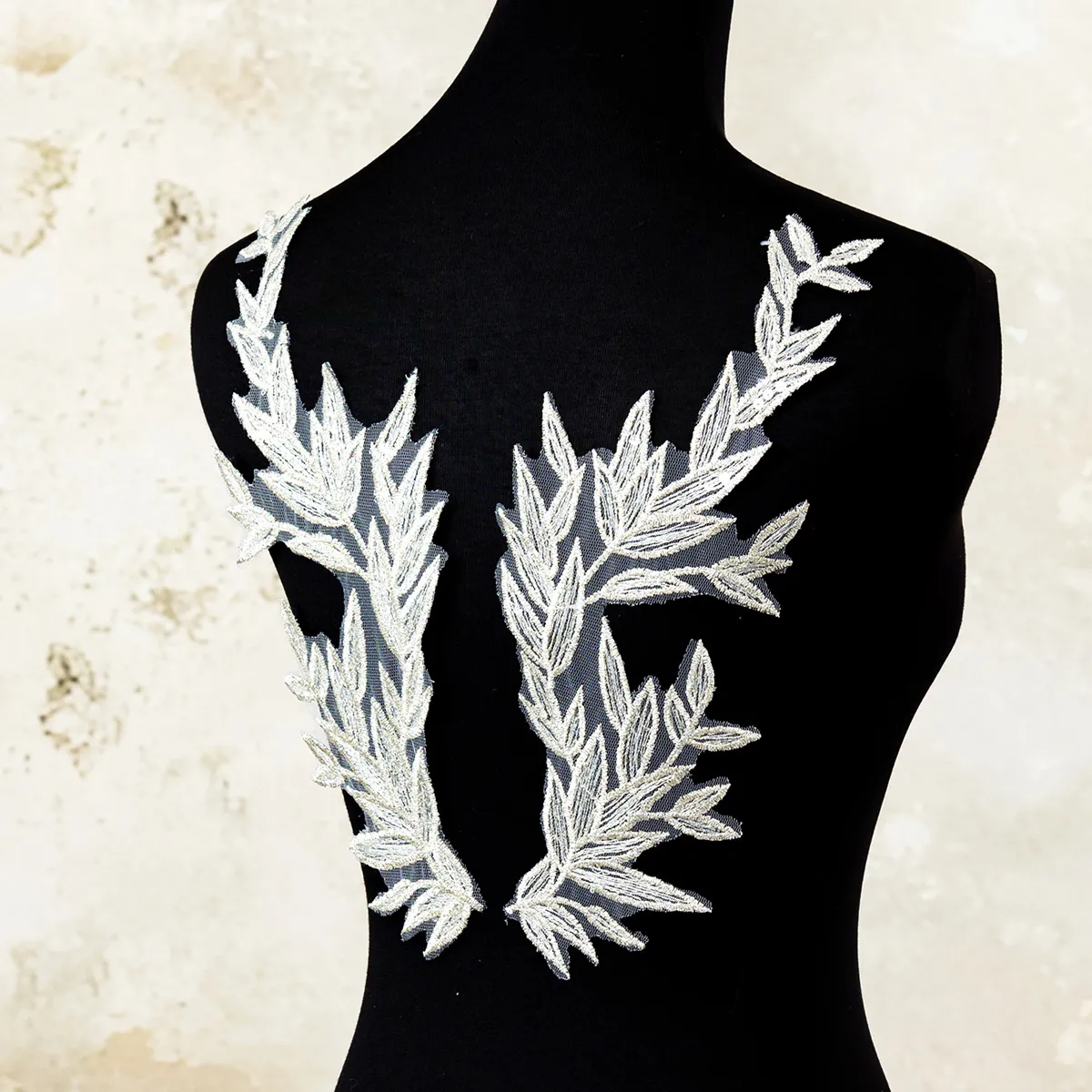 squinned champagne leaf lace appliques squinned champagne leaf lace appliques