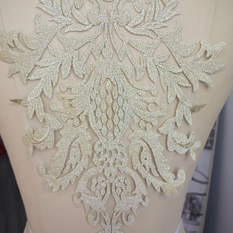 luxury large abstract gold embroidery lace patch