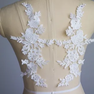 off white milk silk flower wedding dress lace appliques