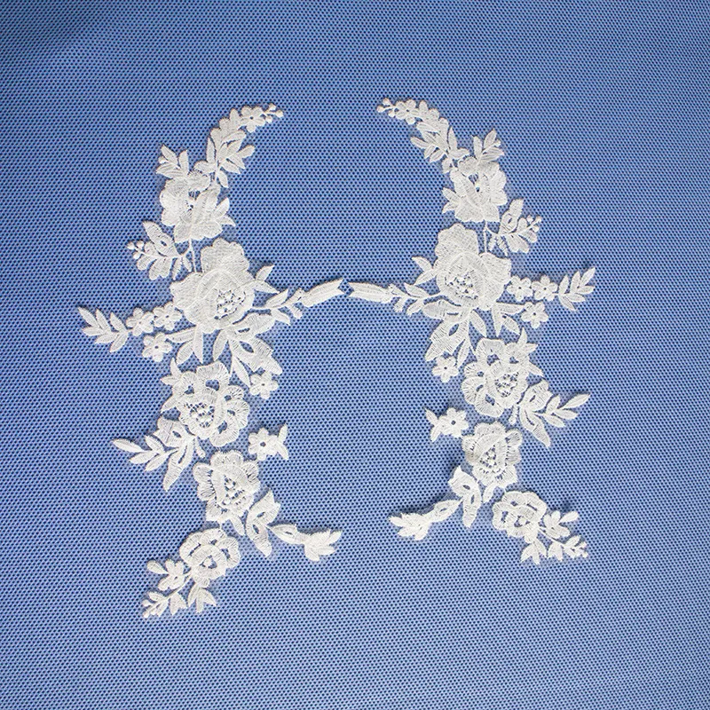 romantic off white milk silk floral embroidery lace patches