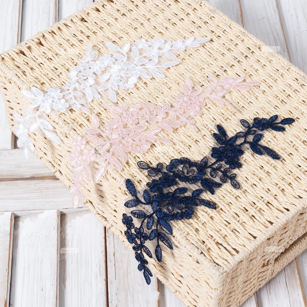black flower embroidered lace appliques