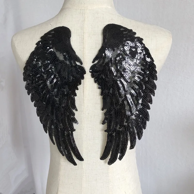 black sequin 3d angel wing decorations