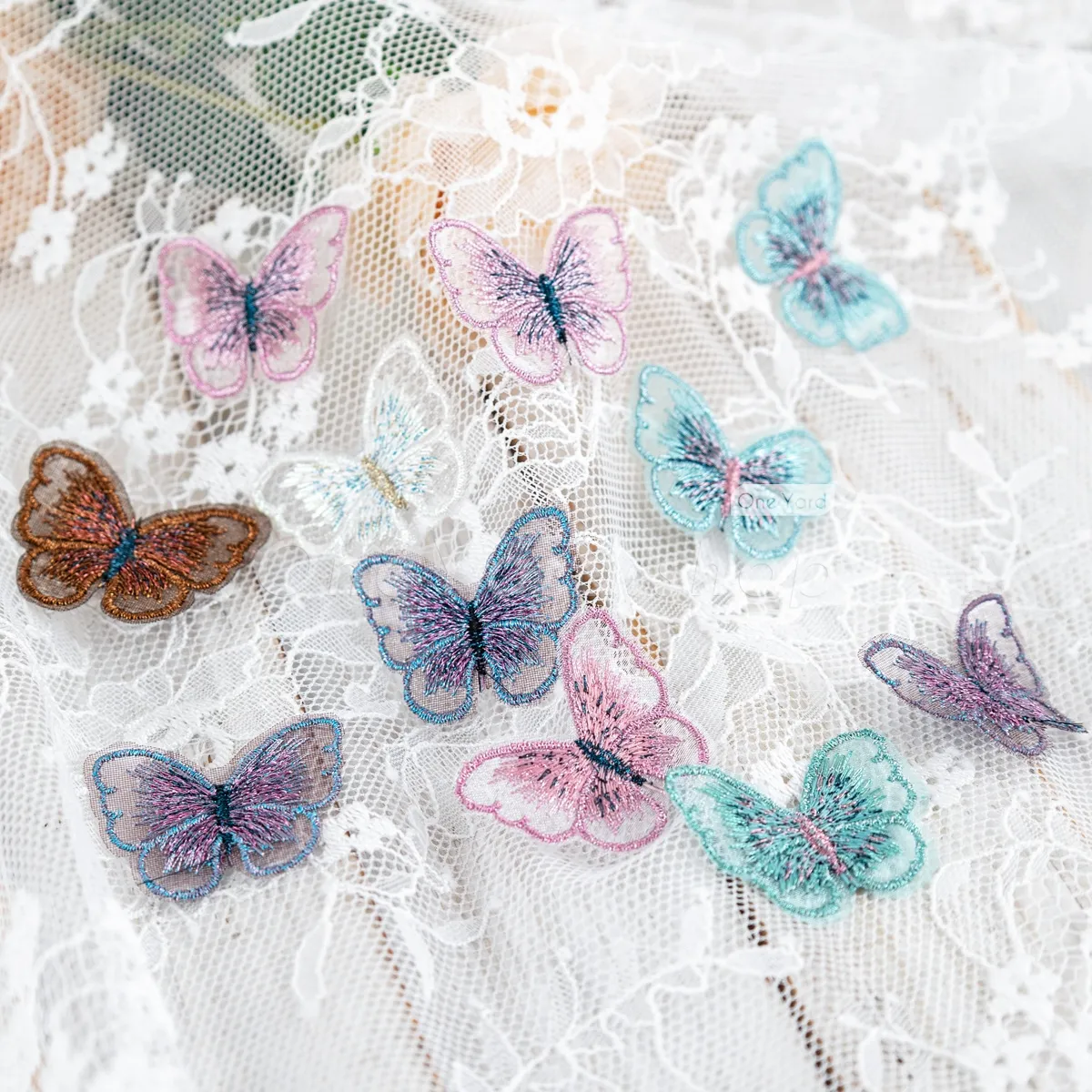 shiny organza embroidered tiny butterfly decorations
