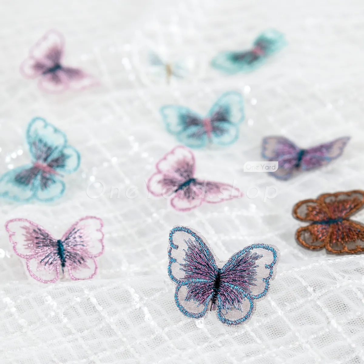 shiny organza embroidered tiny butterfly