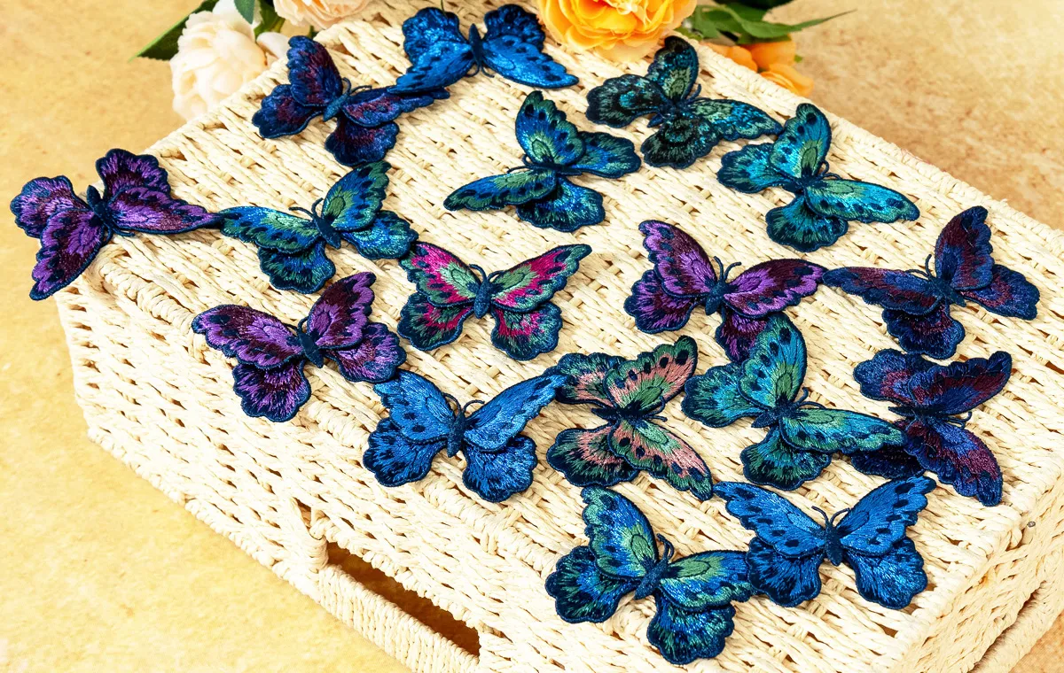 double layer embroidery butterflies