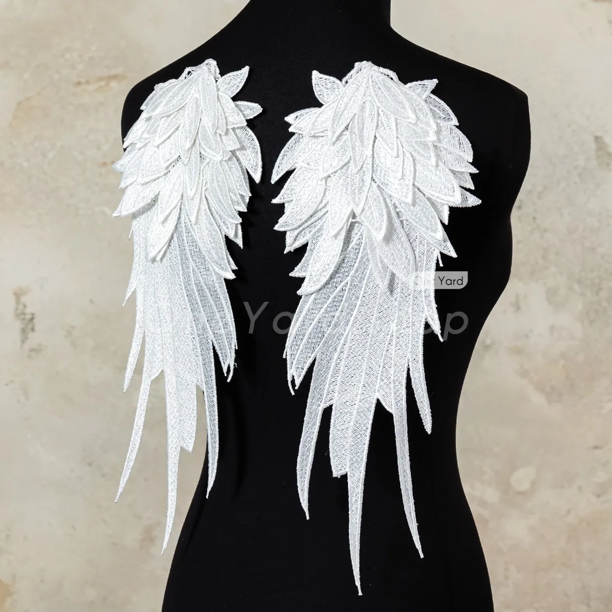 light ivory layered wing lace applique