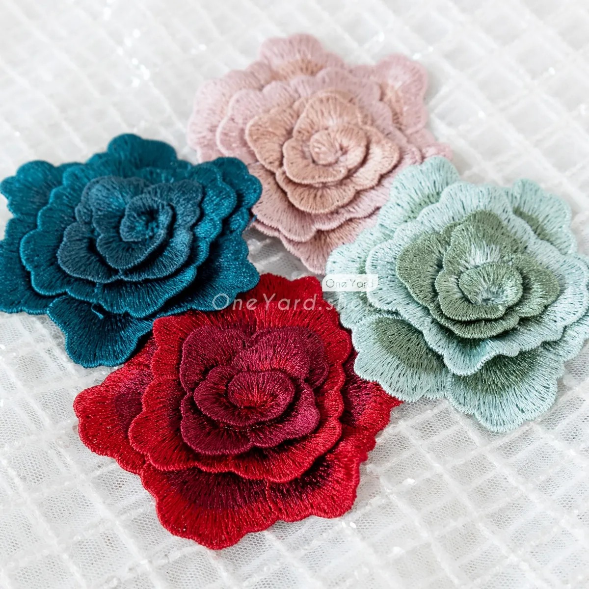 high density 3d rose flower embroidery dress decoration