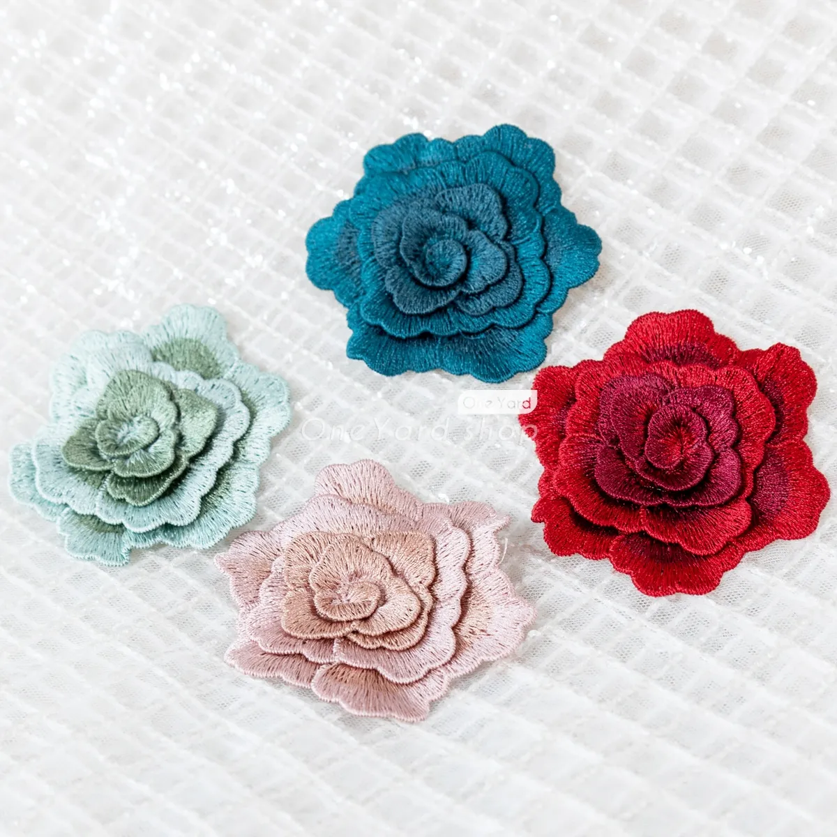soft texture 3D rose flower embellishment