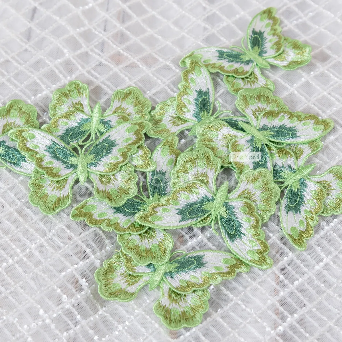 green 3d butterfly embroidered accessories