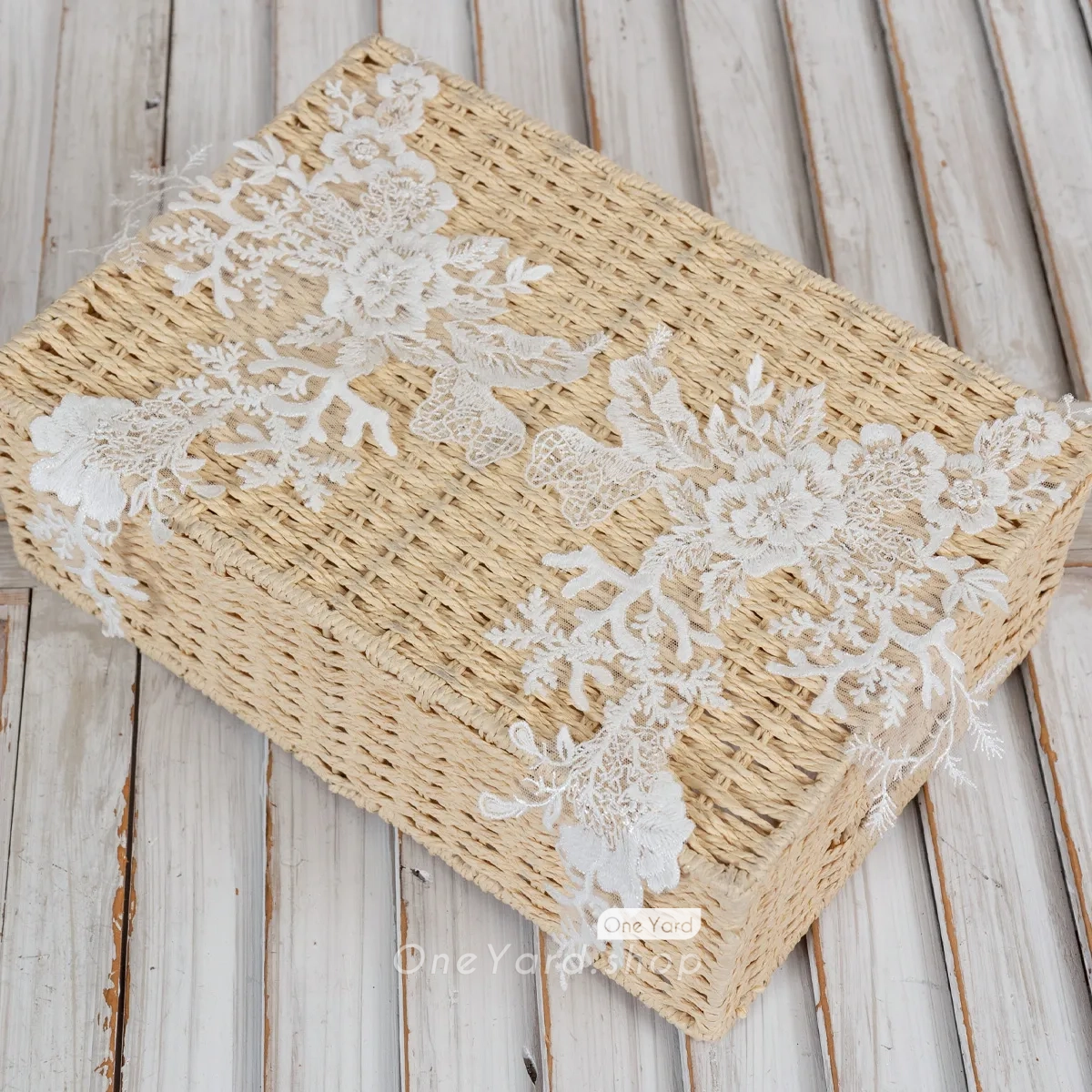 floral cotton lace motifs with sequin embellishment