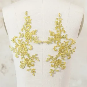gold floral motif corded lace appliques