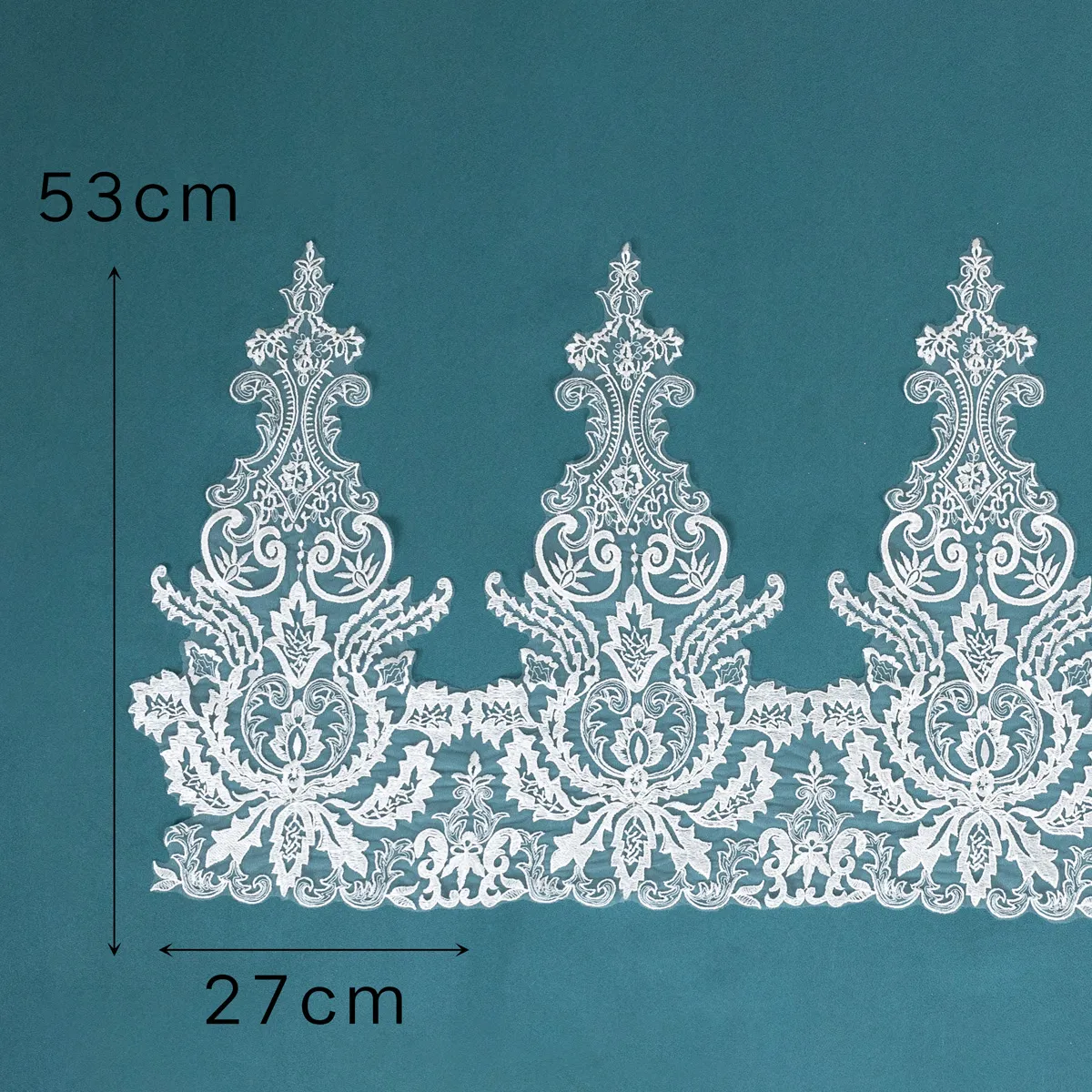 floral and abstract large size bridal lace trim for veil