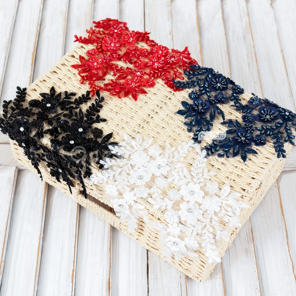 beaded floral lace appliques