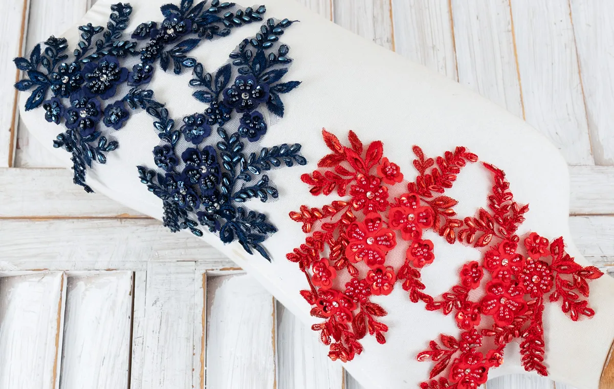 beaded lace floral appliques