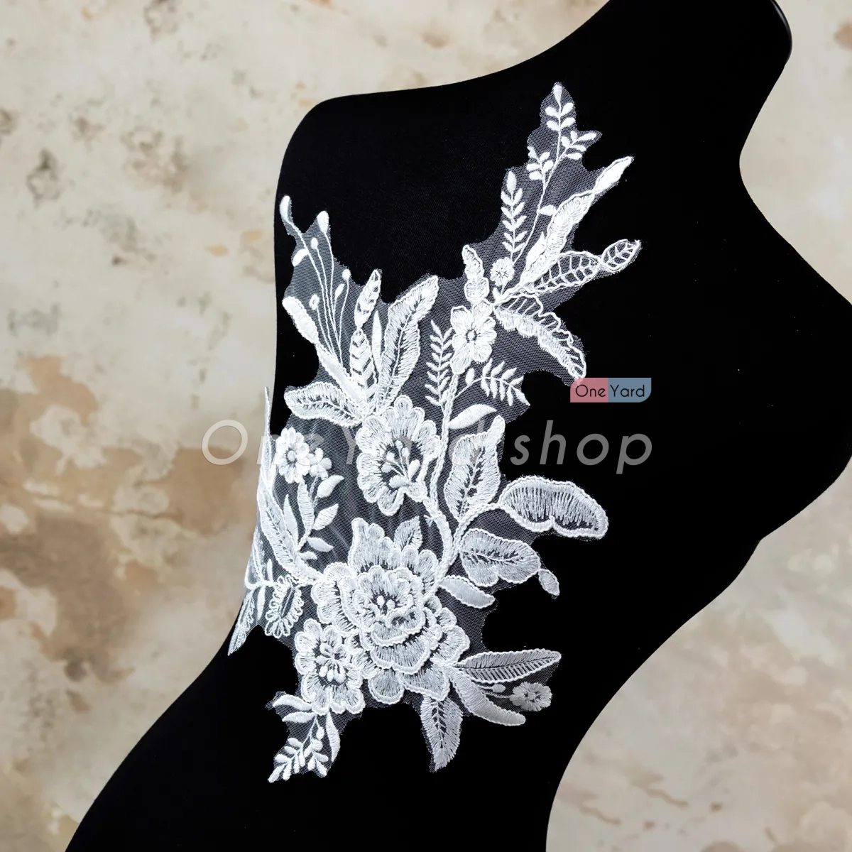 sequined floral embroidery lace applique