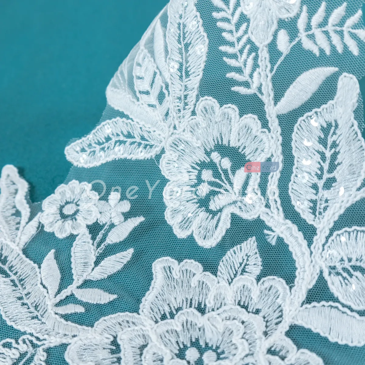 shimmering sequined lace applique for dress decor