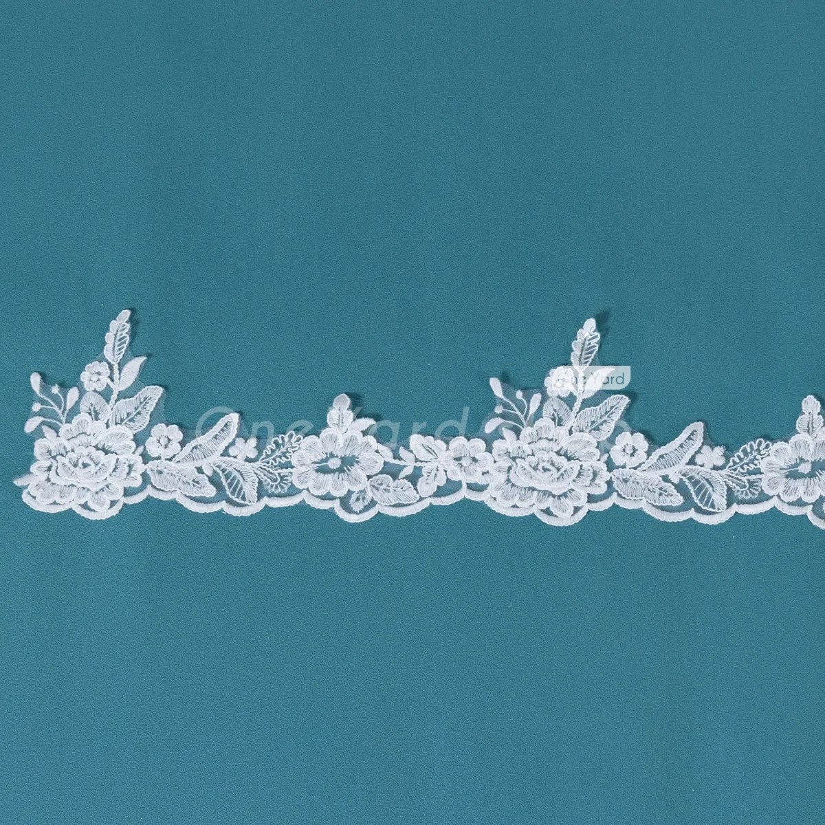 off white sequined floral bridal lace ribbon