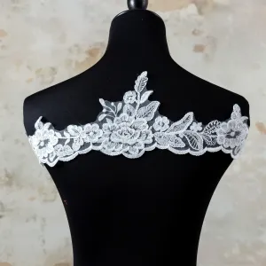 sequined floral bridal lace trim for veils decor