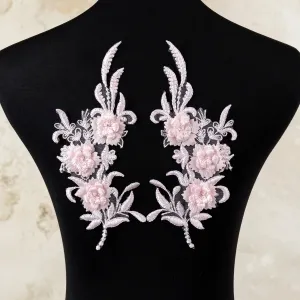 baby pink 3d flower lace applique for dance dresses