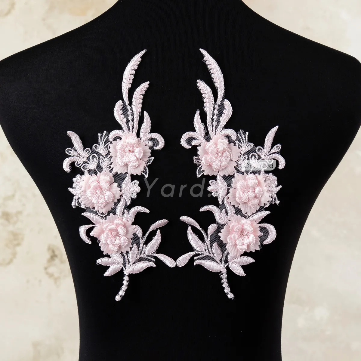 baby pink 3d flower lace applique for dance dresses