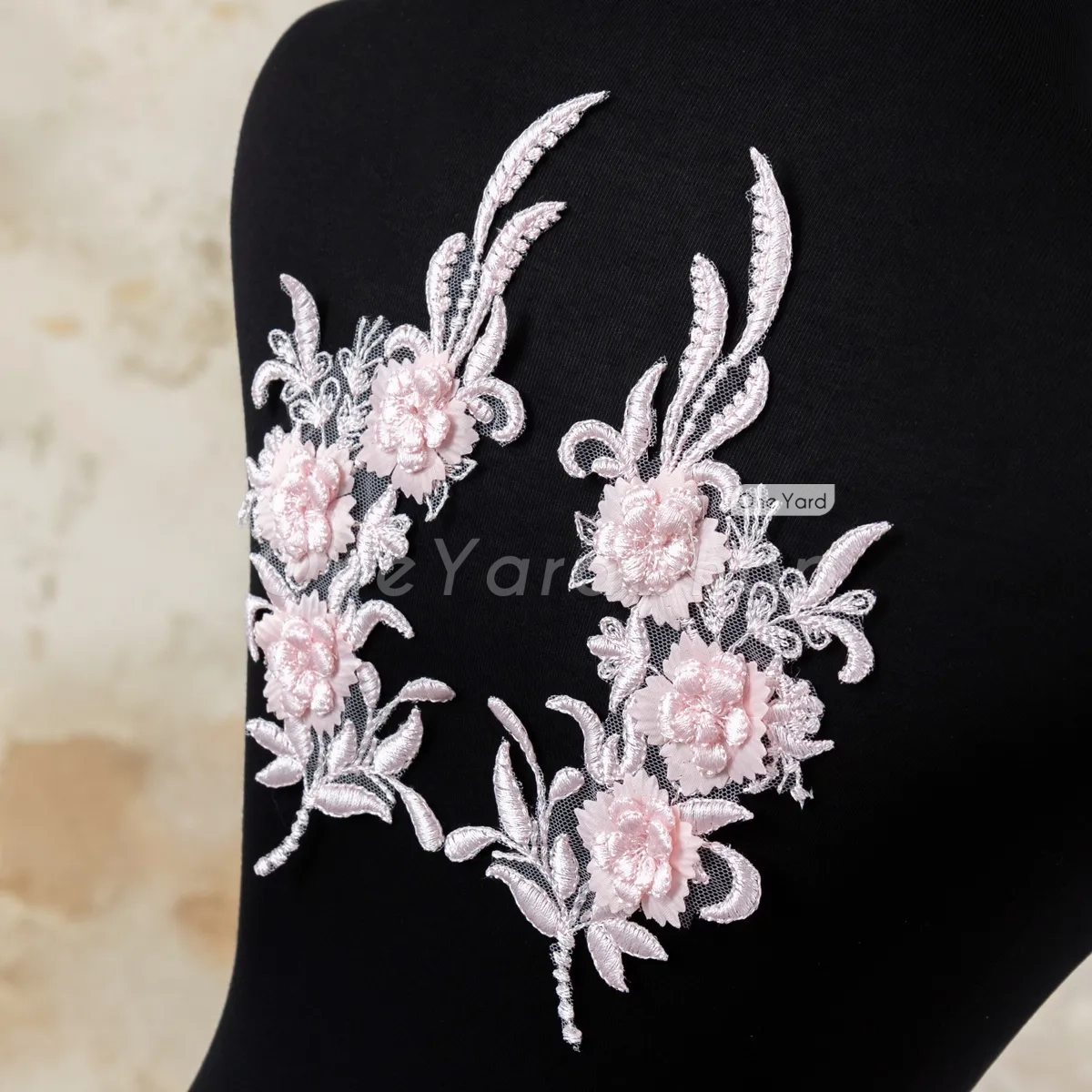 baby pink 3d flower lace appliques