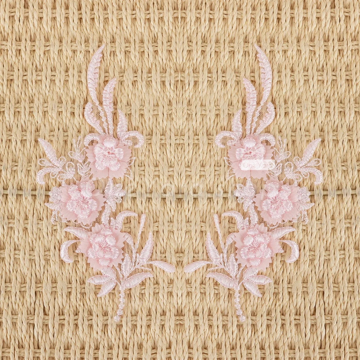 baby pink 3d flower lace patches for decor