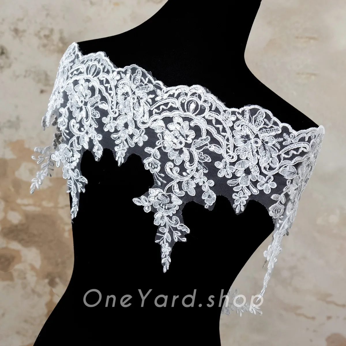 sequinned floral embroidery corded lace trim