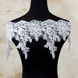 sequinned floral embroidery wedding corded lace trim