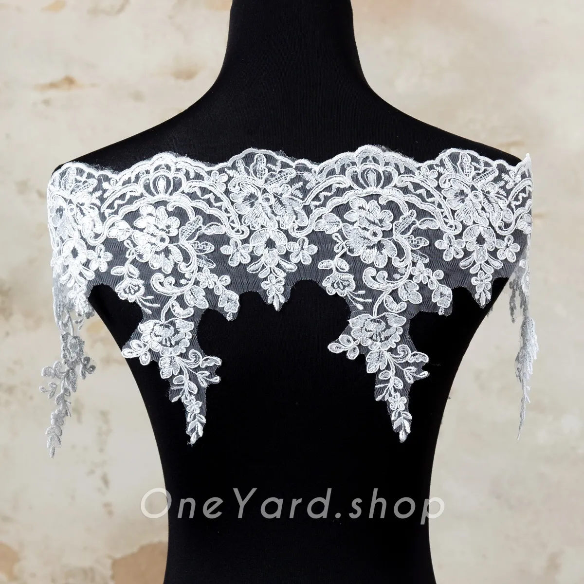 sequinned floral embroidery wedding corded lace trim