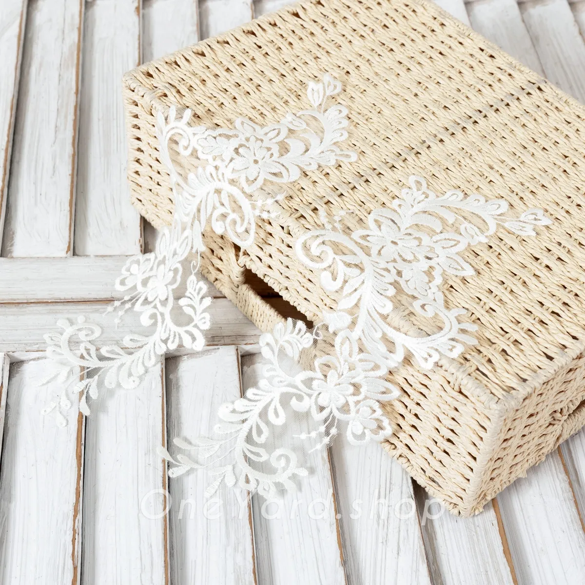 off white floral pattern lace appliques
