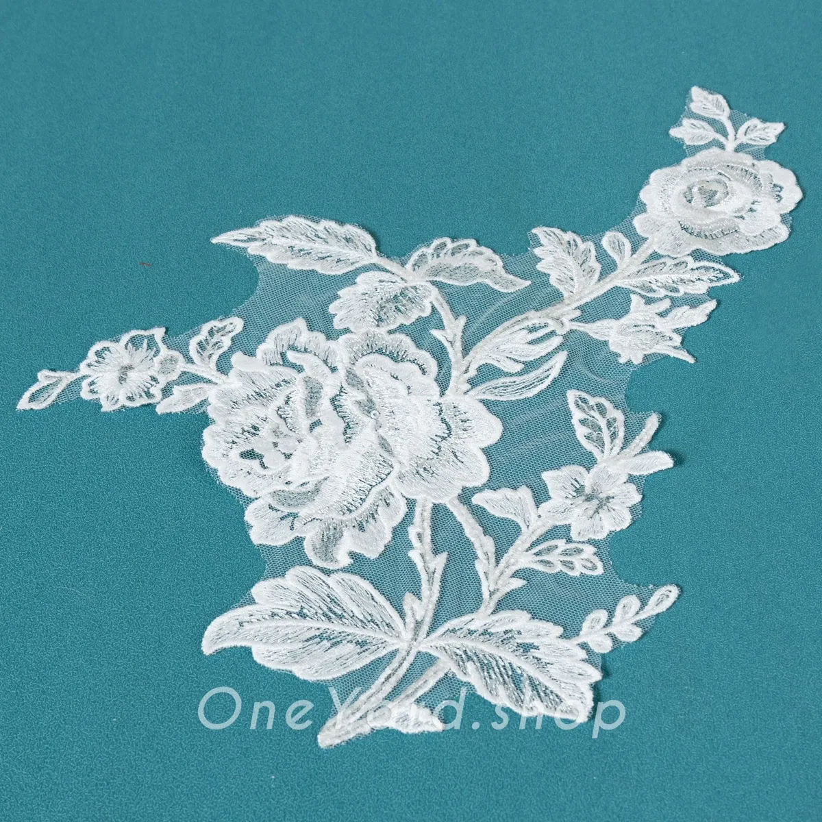 exquisite off white rose flower pattern lace applique