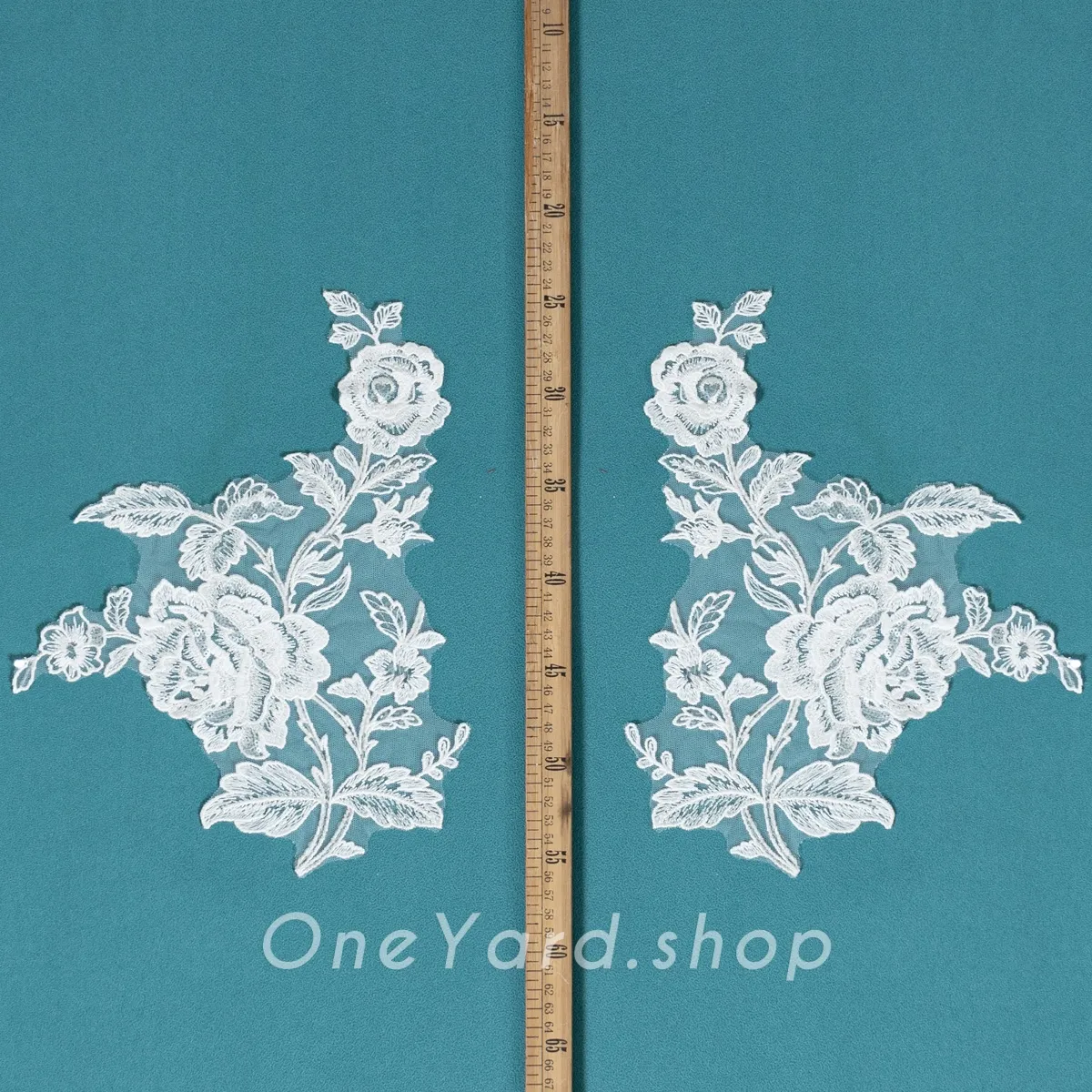 rose flower sequinned wedding lace applique