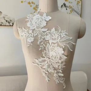 sequinned flower lace applique for wedding dress sewing