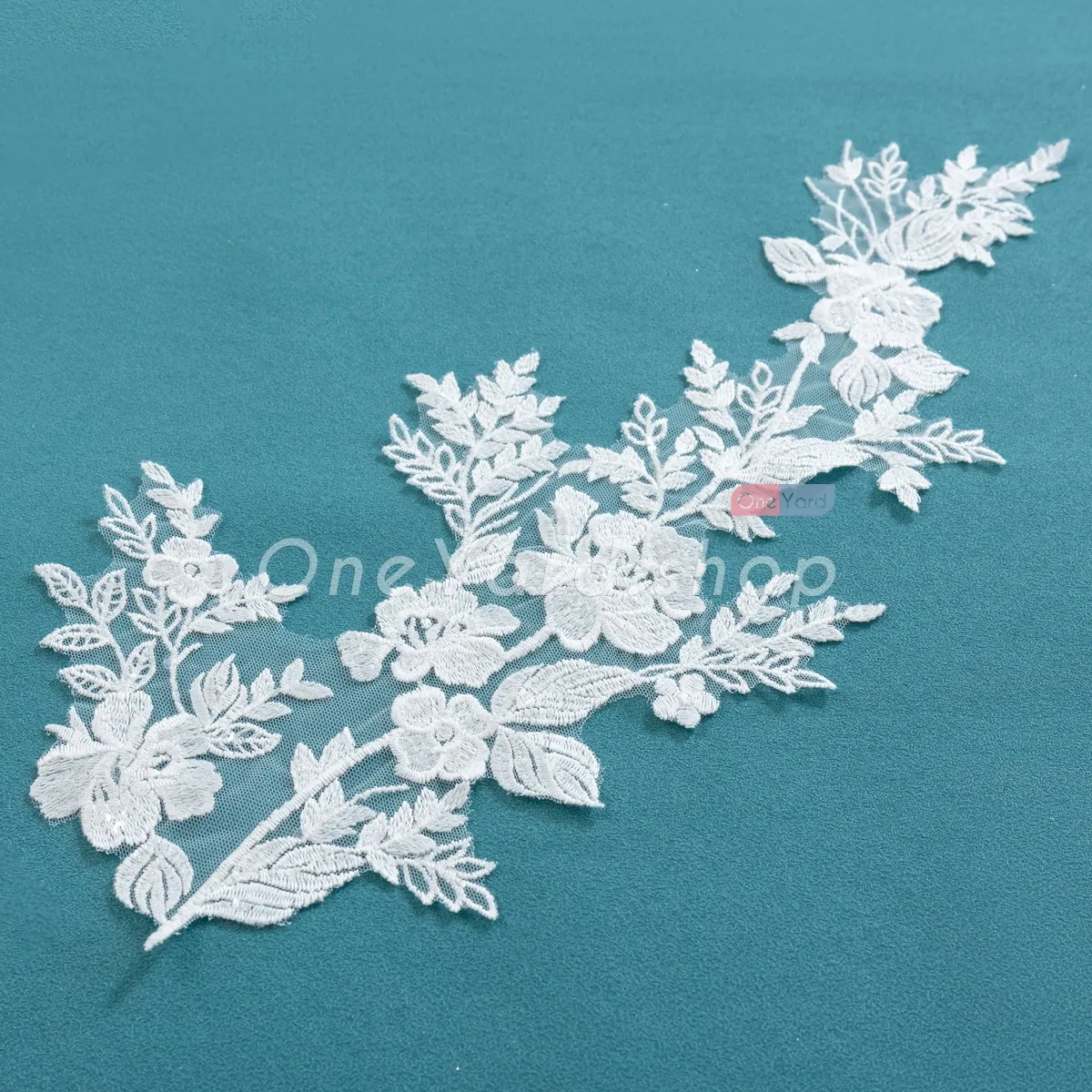 beautiful leaf floral white cotton lace motif
