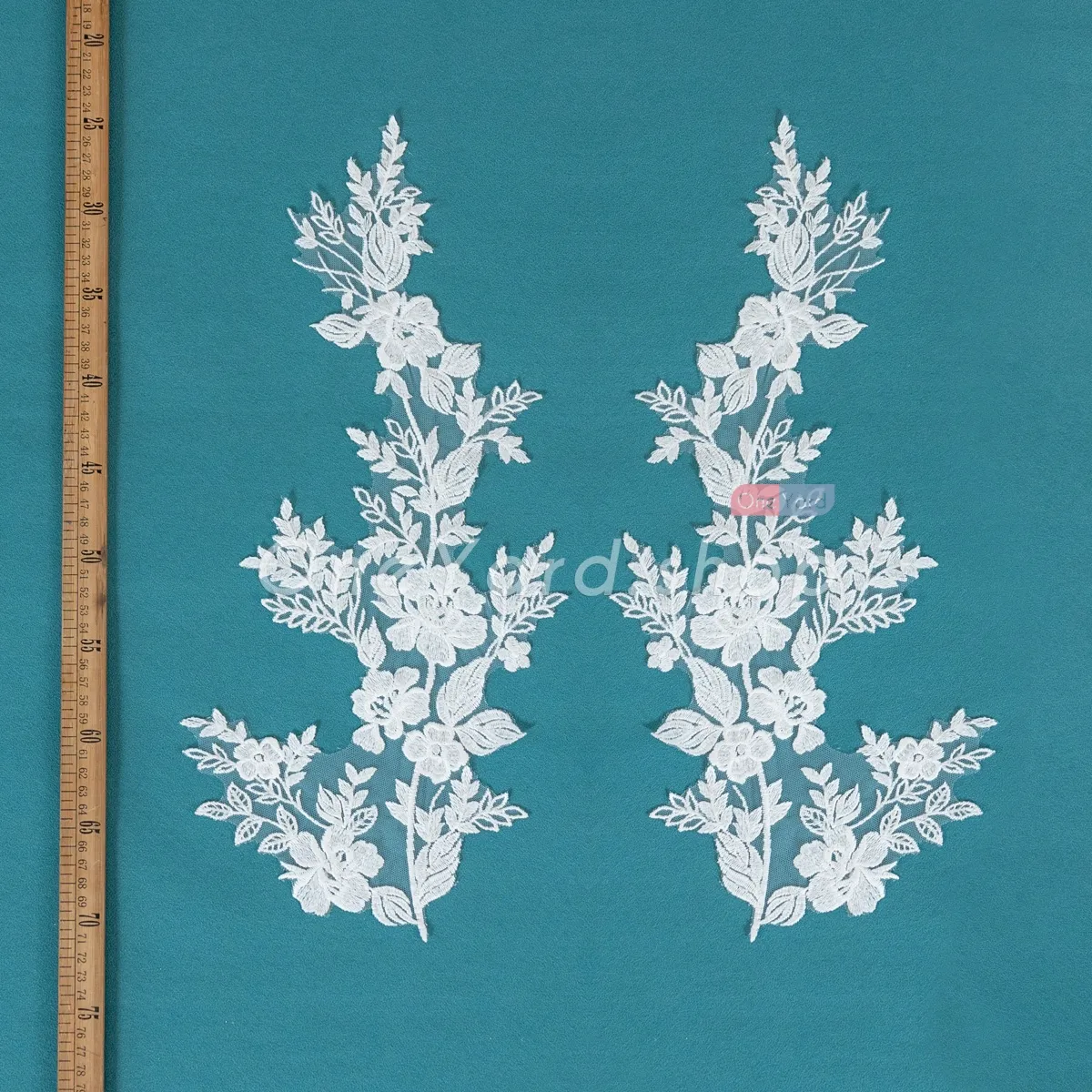 sequinned leaf floral large size cotton lace applique