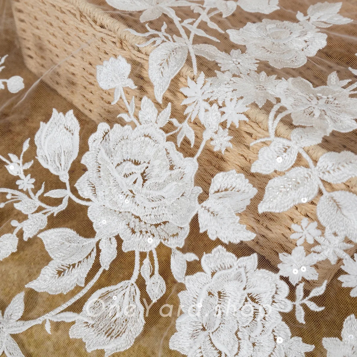 beaded large flower lace applique
