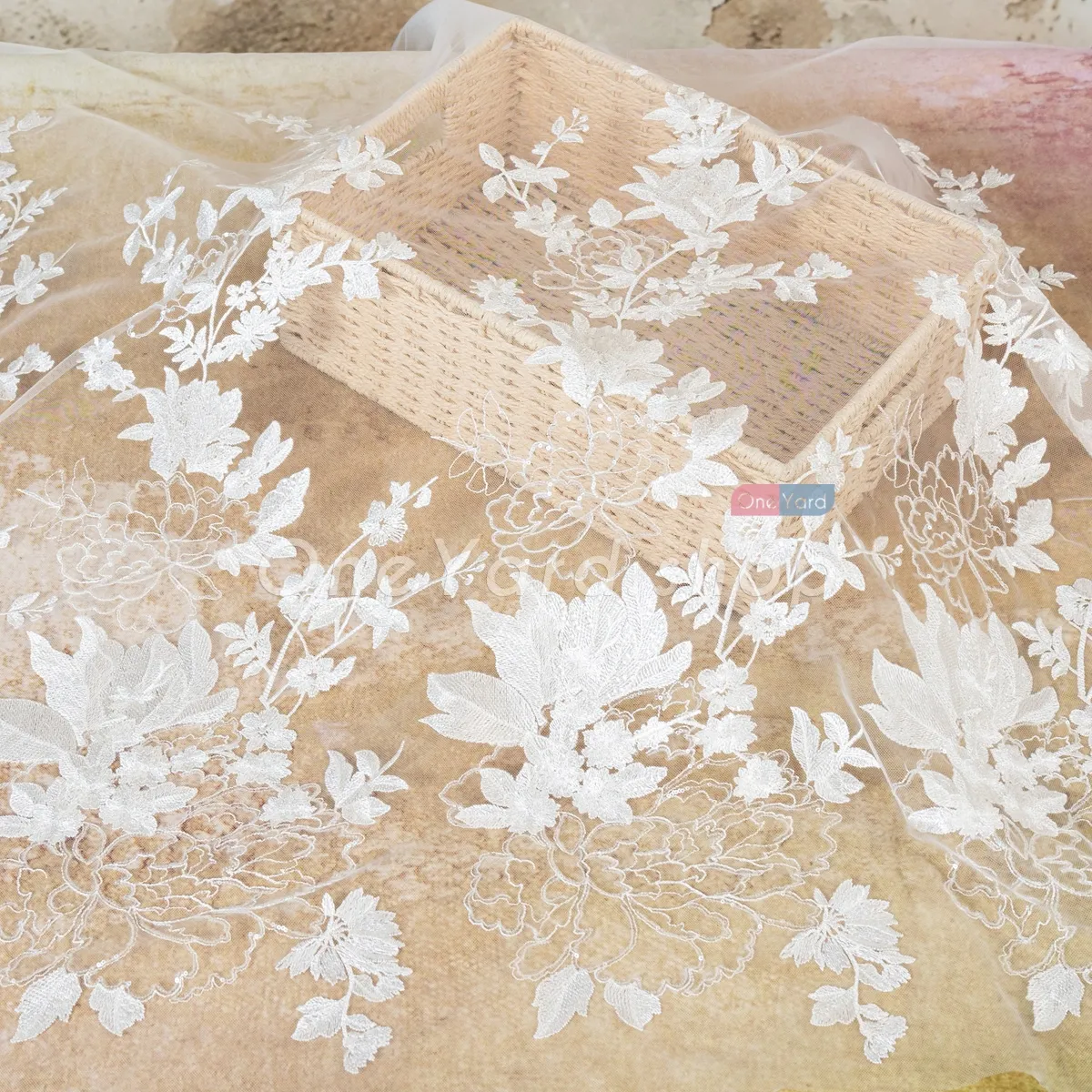 ivory lace floral vine embroidery
