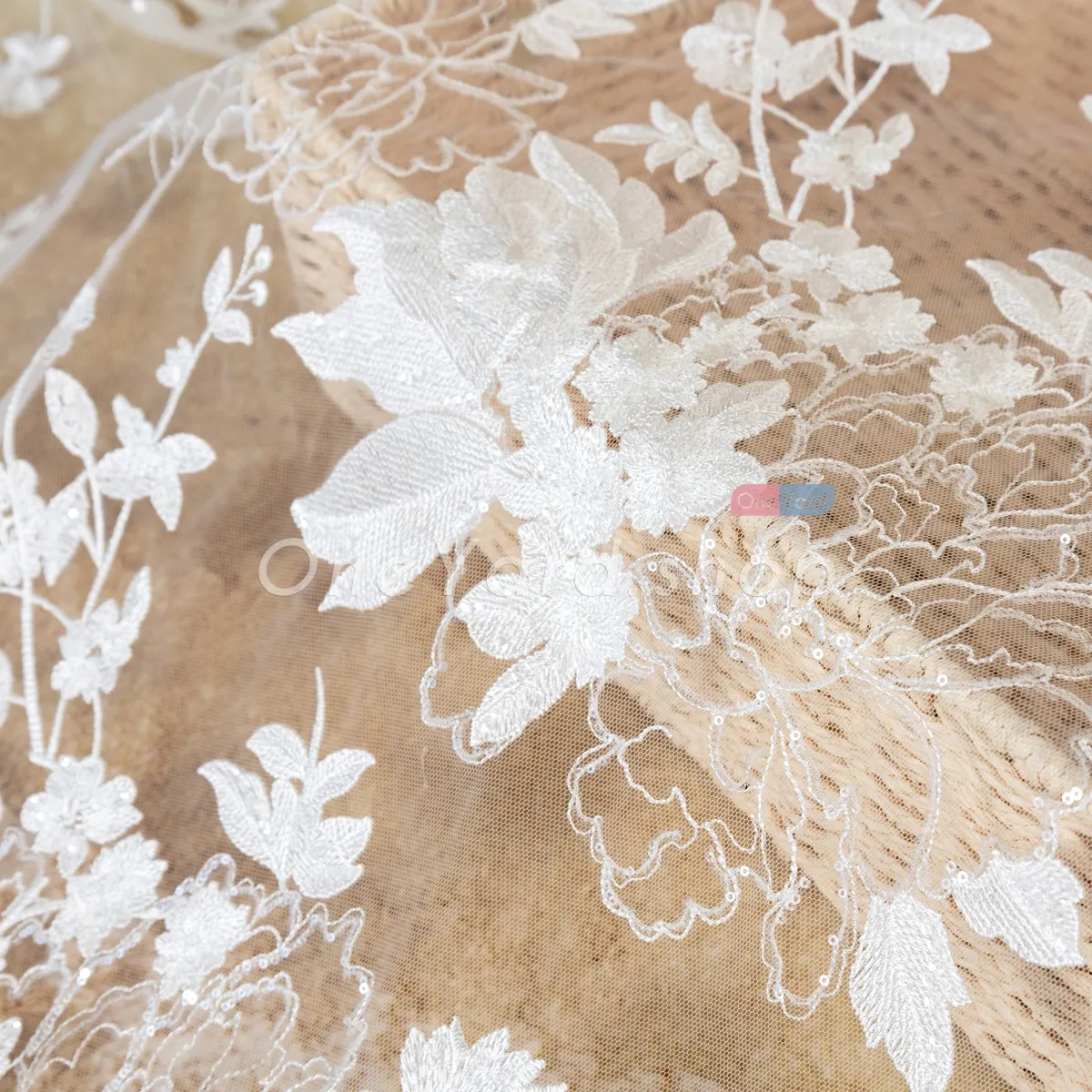sequinned floal vine embroidery lace