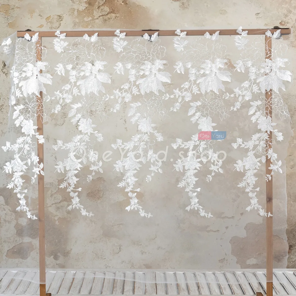 sparkling sequin accent vine lace appliques