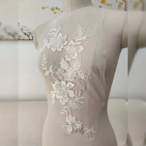 intricate lace applique with beads sequins pearls