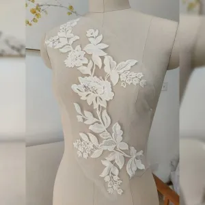 floral embroidery lace applique for bridal dress bodice