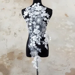glitter sequins beads flower embroidery lace patch