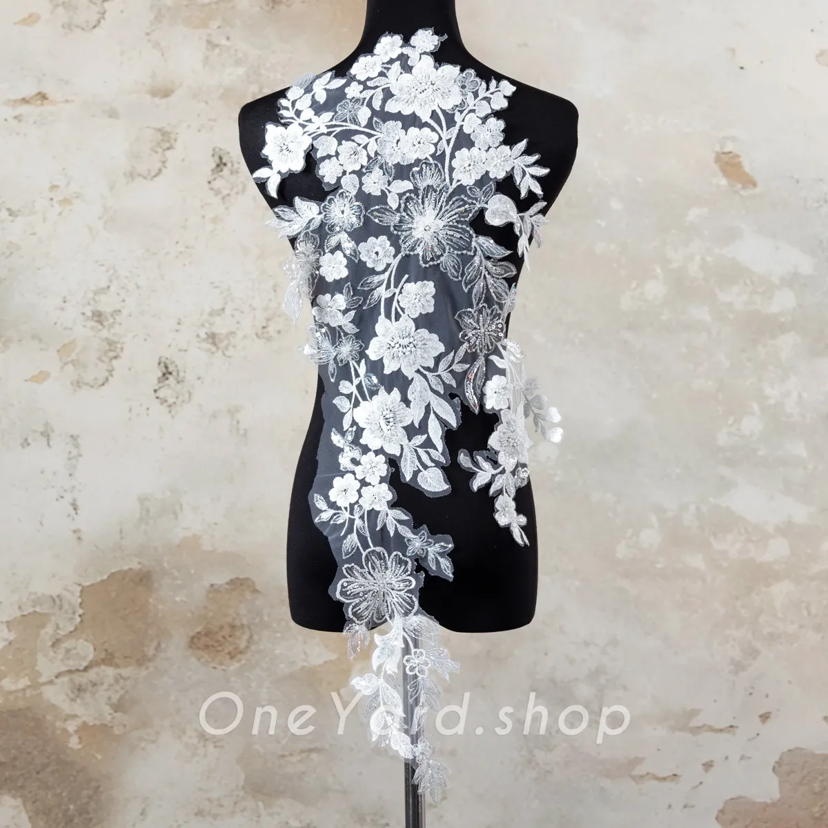 glitter sequins beads flower embroidery lace patch